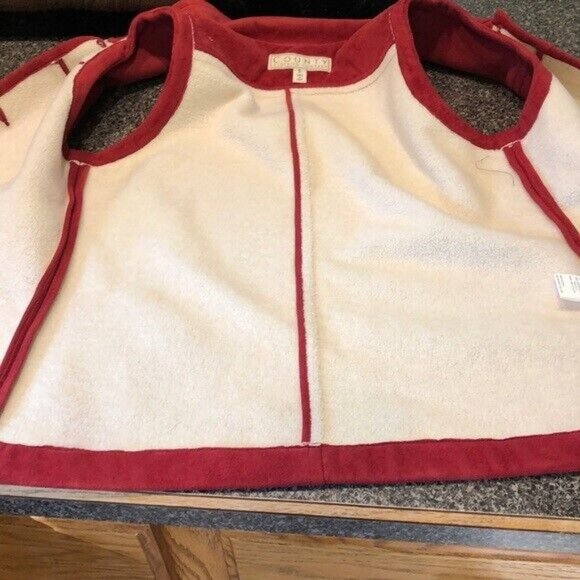 County Clothing Co Vest Faux Suede Fleece Lined Red Button up Small - Picture 4 of 7